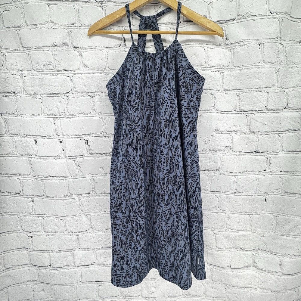 Eddie Bauer Harmony Dress Women's S Indigo Imprint Knit Shelf Bra Athleisure